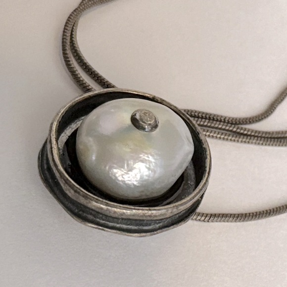 Silpada Vintage Rare Sterling Silver Genuine Coin Pearl Necklace - Picture 2 of 6